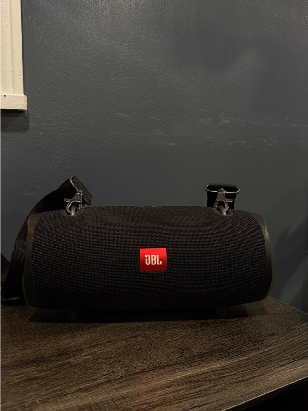 JBL Black Portable Bluetooth Speaker with Red Logo